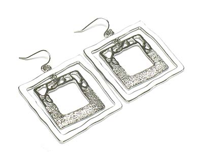 Enamel metal dual square earring