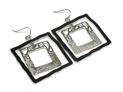 Enamel metal dual square earring