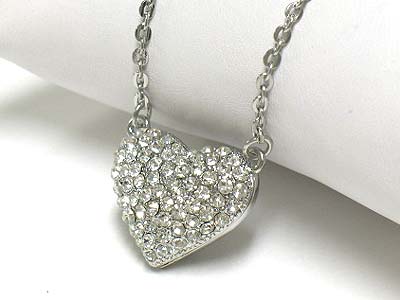 Crystal puffy heart pendant necklace