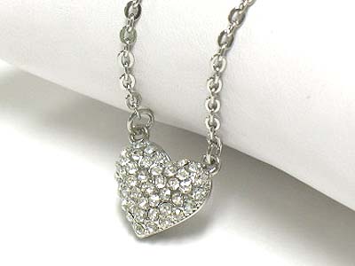 Crystal small puffy heart pendant necklace