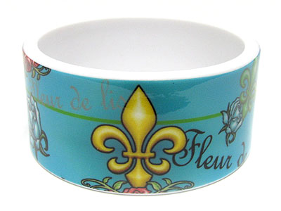 Tattoo picture acryl wide round bangle- fleur de lis