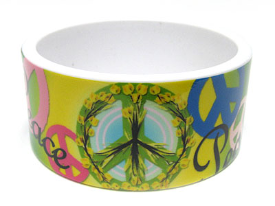 Peace tattoo picture acryl wide round bangle - peace