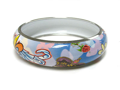 Flue de lis tattoo picture metal round bangle