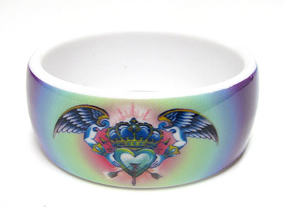 Tattoo picture acryl wide round bangle