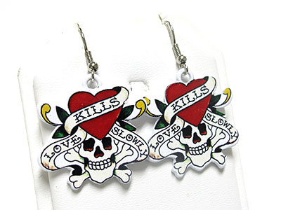 Skull tattoo paint metal skull earring