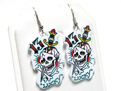 Skull tattoo paint metal skull earring