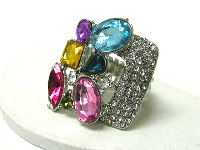 Crystal large cocktail stretch ring