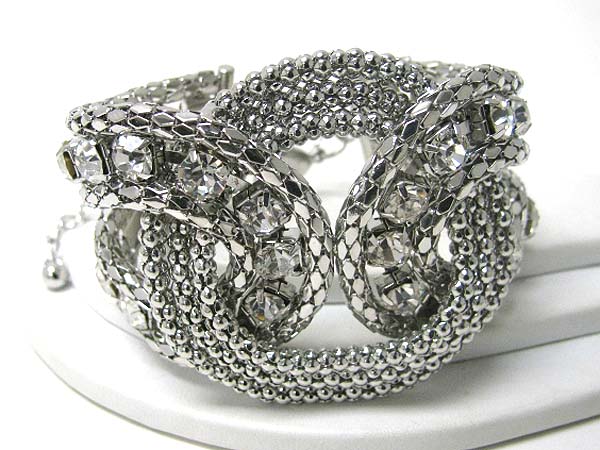 Designer style round knot and crystal deco snake chain bracelet