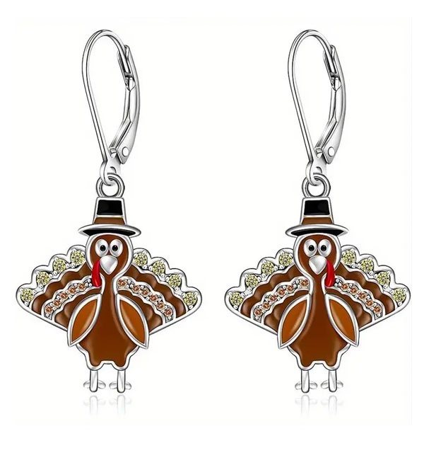 Thanksgiving turkey pilgrim dangle earrings