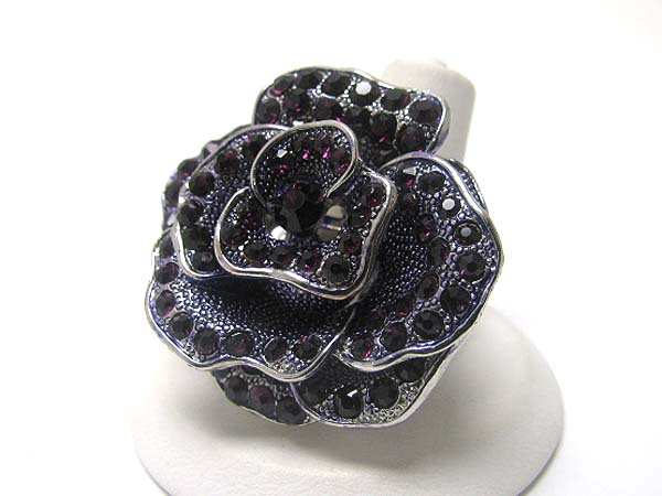 Crystal flower stretch ring