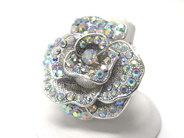 Crystal flower stretch ring