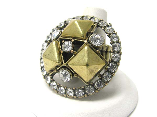 Crystal and metal deco round stretch ring