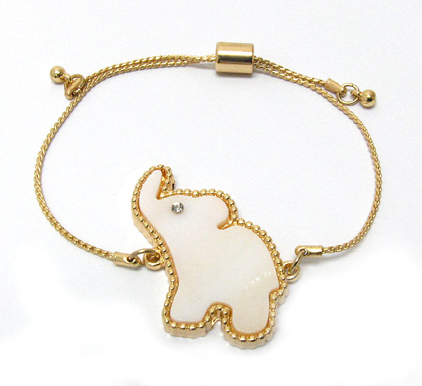 Crystal eyed and shell deco elephant bracelet