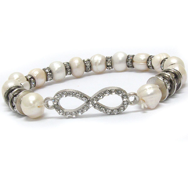 Crystal infinite and multi glass bead and rondelle stretch bracelet