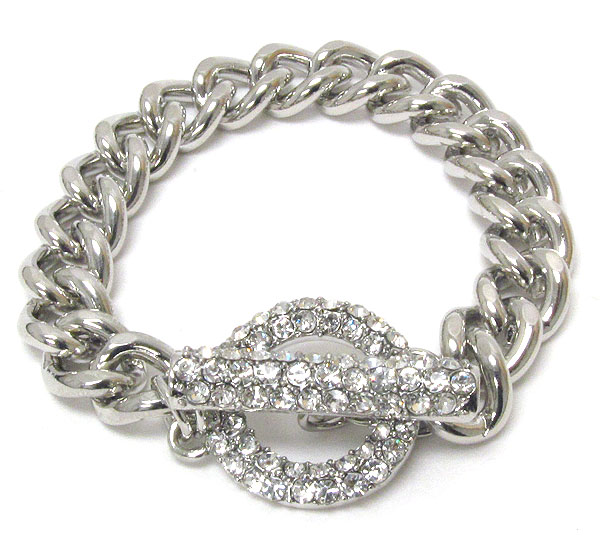 Crystal deco toggle and thick chain bracelet