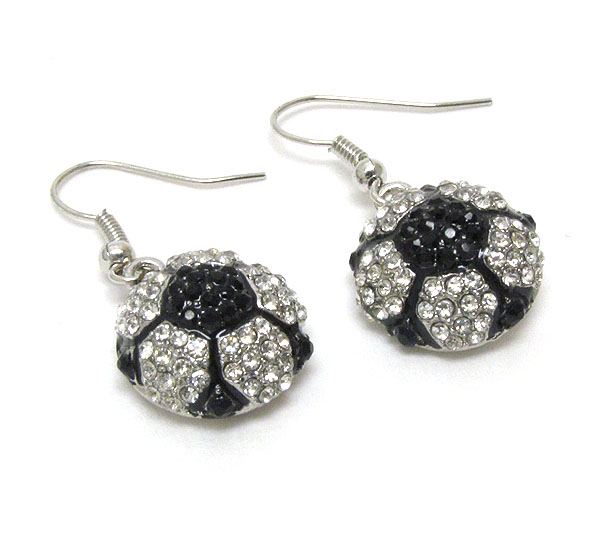 Crystal and epoxy deco soccer ball earring