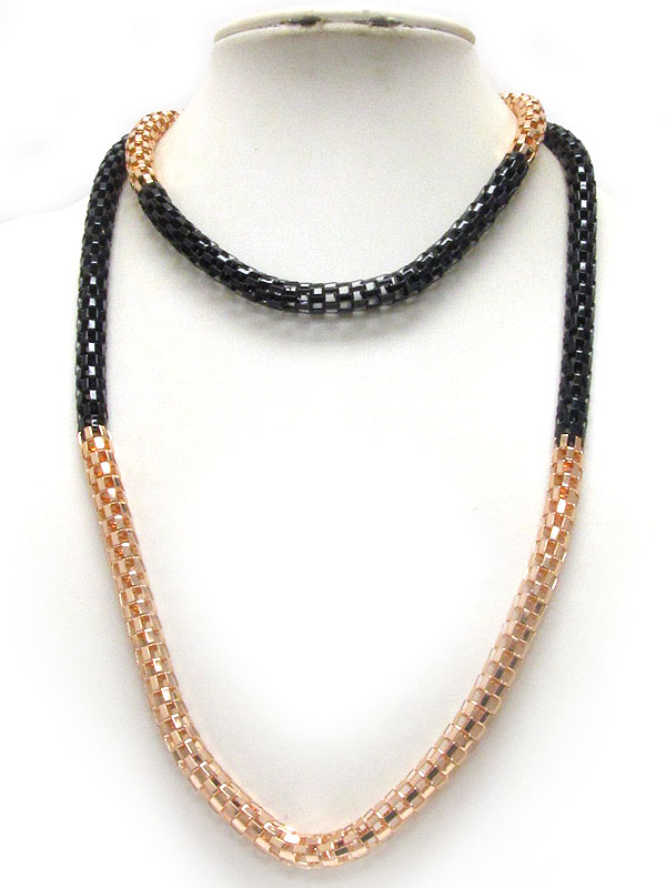 Metal tube chain long necklace