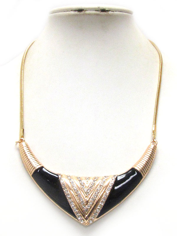 Crystal and eopxy deco chevron half chocker and snake chain necklace