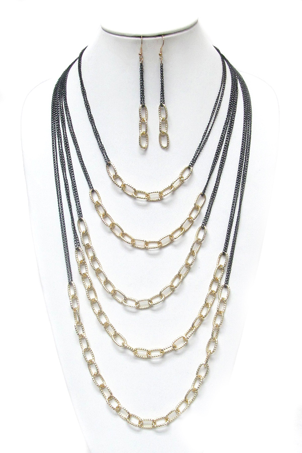 Multi layer fine chain long necklace set