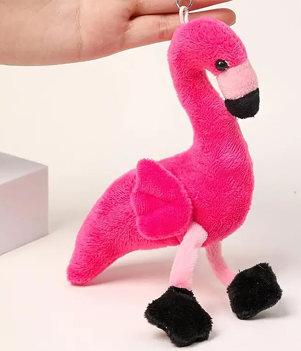 Flamingo plush pendant keychain