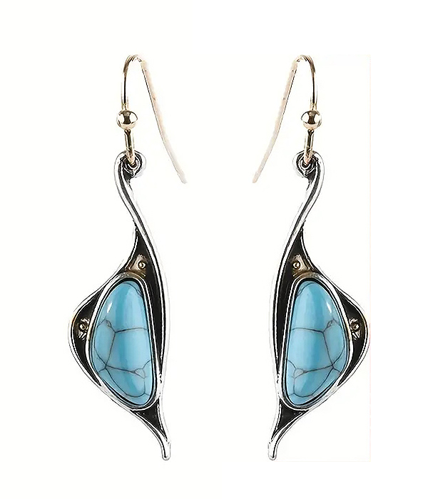 Turquoise abstract swan earring