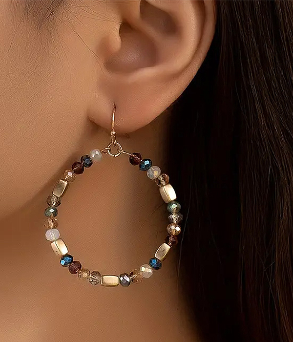 Multi bead mix hoop earring