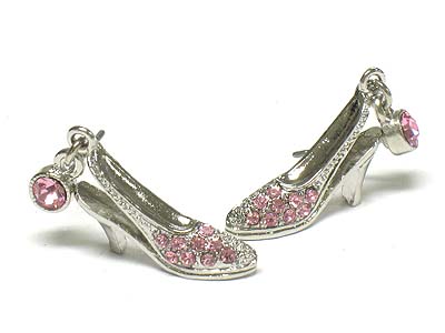 Crystal lady shoe dangle earring 