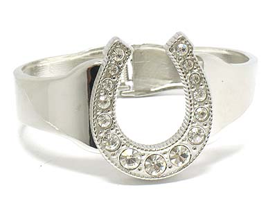 Crystal horse shoe hinge bangle