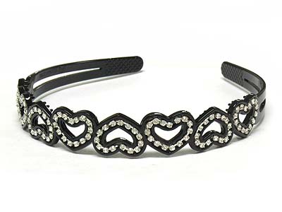 Crystal stone deco heart pattern acryl head band