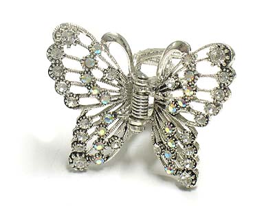 Crystal deco casting metal butterfly shape hair claw