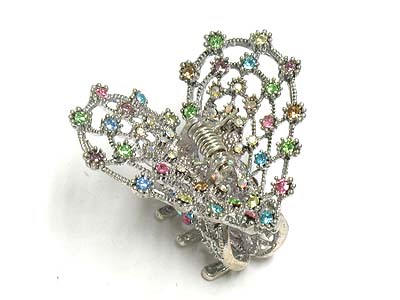 Crystal deco casting metal heart shape hair claw