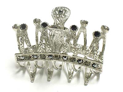 Crystal deco casting metal crown shape hair claw