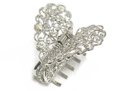 Crystal deco casting metal heart shape hair claw