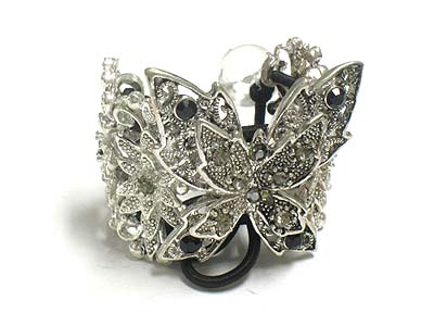 Crystal casting metal butterfly deco acryl bead pony tail holder