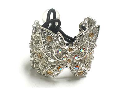 Crystal casting metal butterfly deco acryl bead pony tail holder