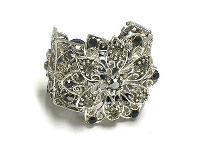 Crystal casting metal flower shape deco acryl bead pony tail holder