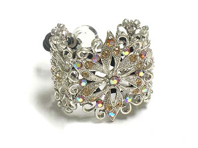 Crystal casting metal flower shape deco acryl bead pony tail holder