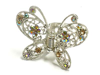 Crystal deco casting metal butterfly shape hair claw