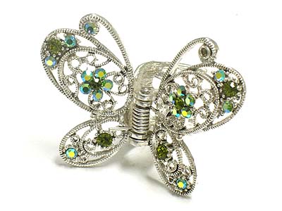 Crystal deco casting metal butterfly shape hair claw