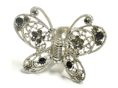 Crystal deco casting metal butterfly shape hair claw