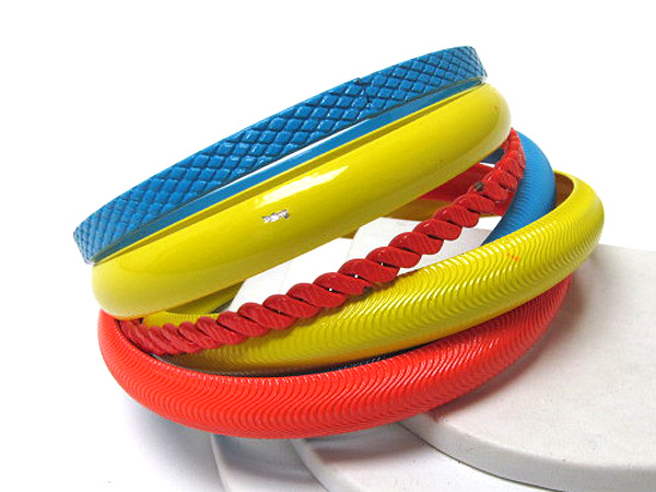 Multi colorful fashion metal mixed bangle set