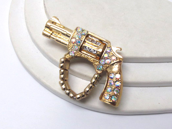 Crystal deco 3d revolver stretch ring