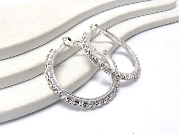 One row rhinestone hoop earring - hoops