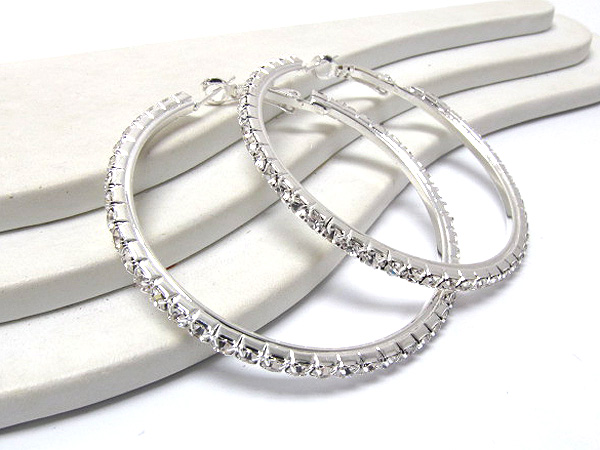 One row rhinestone hoop earring - hoops