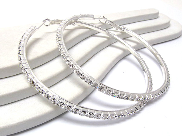 One row rhinestone hoop earring - hoops