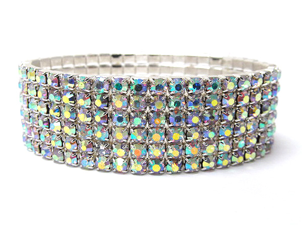 6 row rhinestone stretch bracelet