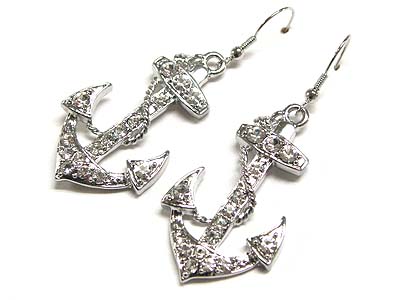 Crystal anchor shape earring