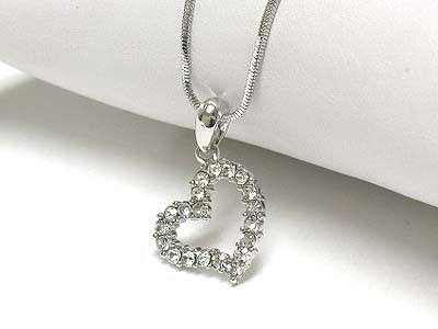 Made in korea whitegold plating crystal heart pendant necklace