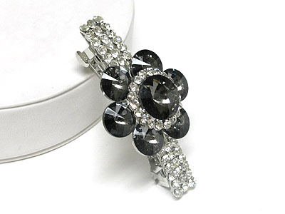 Crystal and glass deco flower hair pin