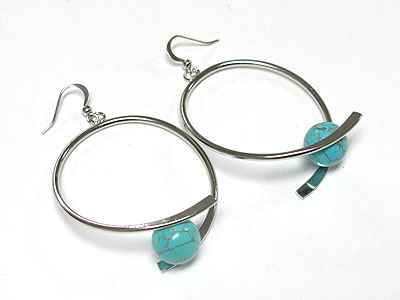 Turquoise ball link earring